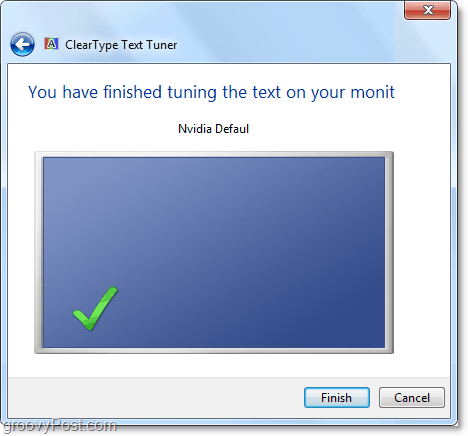 „cleartype“ imtuvo kalibravimo baigimas „Windows 7“ 