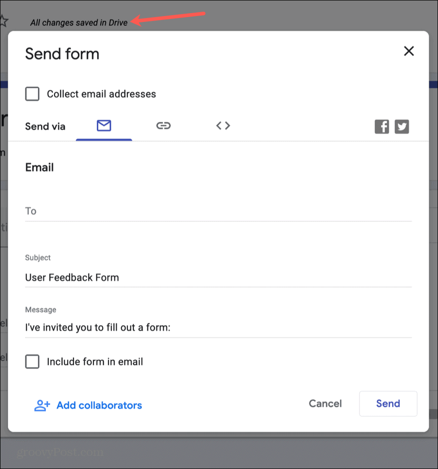 „Google“ formos atsiųskite savo formą