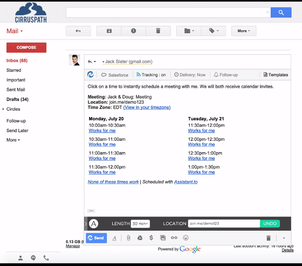 Lengvai suplanuokite susitikimus per „Gmail“ naudodami „Assistant.to“.