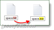 pervardyti failą į exe