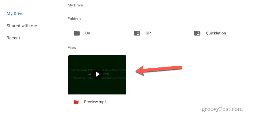 „Google“ skaidrės pasirinkite vaizdo įrašą „Google“ diske