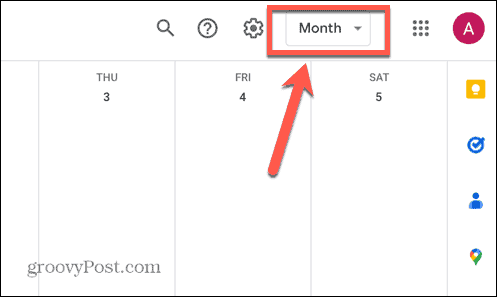 google kalendoriaus peržiūros parinktys