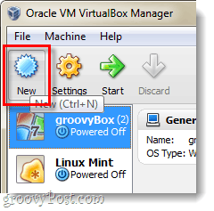 Sukurkite naują VM „Virtualbox“