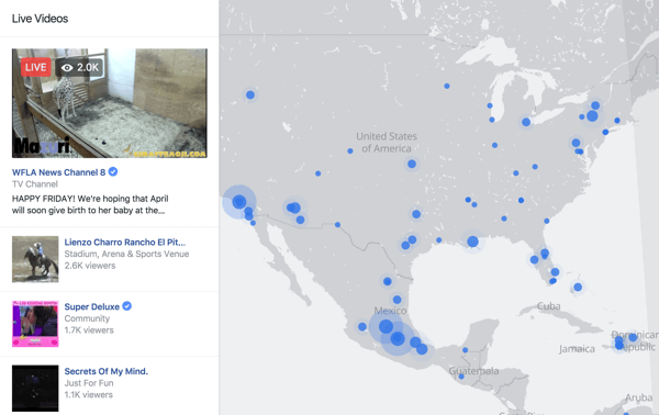 „Facebook Live Map“ yra interaktyvus būdas žiūrovams rasti tiesioginius srautus bet kurioje pasaulio vietoje.