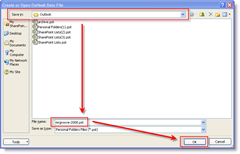 Kaip sukurti PST failus naudojant „Outlook 2003“ arba „Outlook 2007“