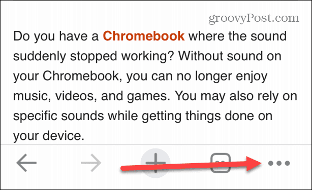 „Chrome“ meniu „iPhone“.
