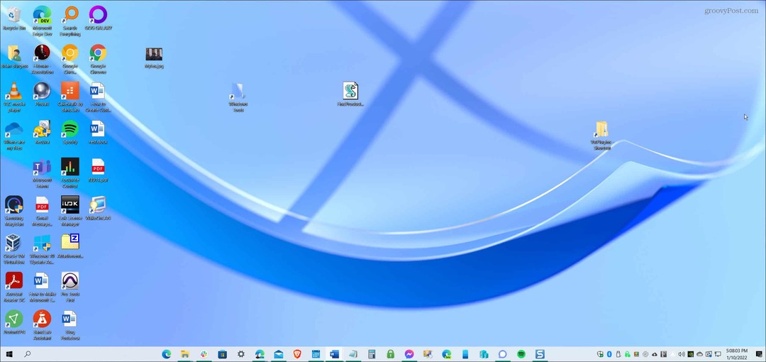 centrinė „Windows 10“ užduočių juosta