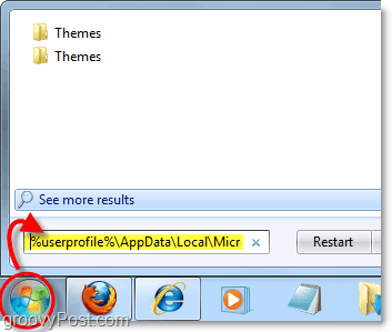 įkelkite temos aplanką programoje ir naudokite profilio vietą „Windows 7“