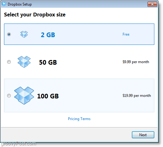 „Dropbox“ ekrano kopija - gaukite nemokamą 2 GB sąskaitą