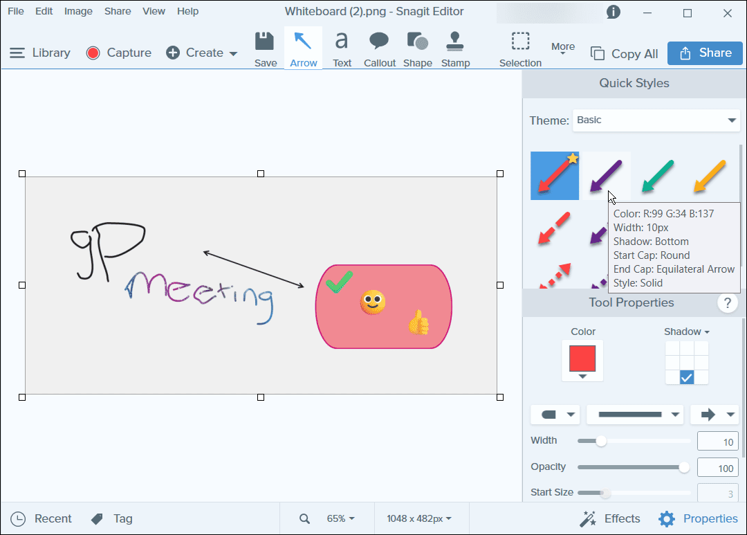 Naudokite lentos vaizdą „SnagIt“.