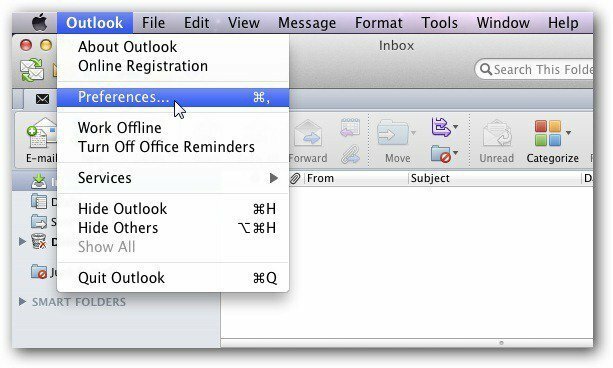 „Outlook Mac“ nuostatos