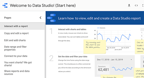 Kaip pradėti naudotis „Google Data Studio“, 1 patarimas