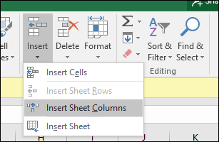 „Excel“ įterpti eilutę arba langelį