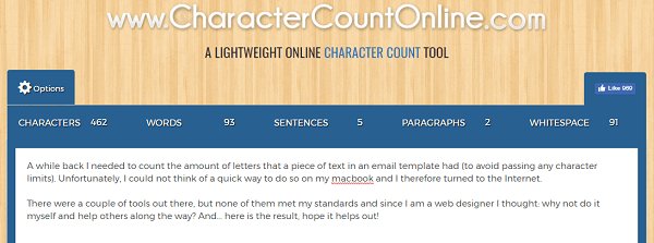 Jei norite suskaičiuoti simbolius, žodžius, pastraipas ir dar daugiau, naudokite „CharacterCountOnline.com“.