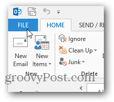 „Office 2013“ pakeisti spalvos temą - spustelėkite „File“