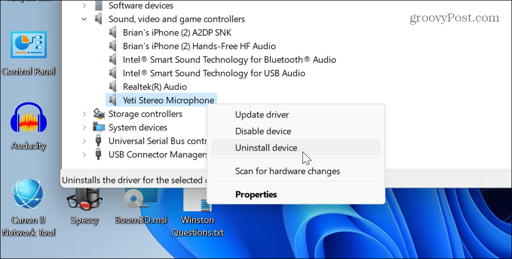 Iš naujo nustatykite garso nustatymus sistemoje „Windows 11“.