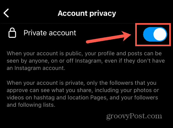 „Instagram“ privatus įjungimas