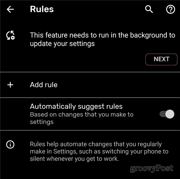„Android“ taisyklių fonas