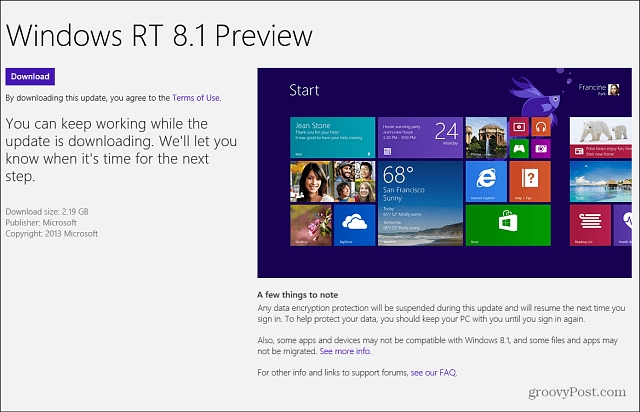 „Windows RT 8.1“ peržiūra „Windows Store“
