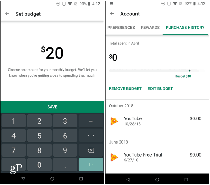 Nustatykite „Google Play“ biudžetą