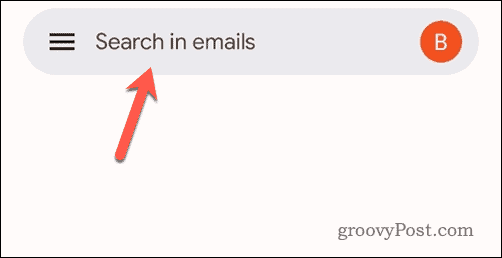 Bakstelėkite paieškos juostą „Gmail“ mobiliesiems