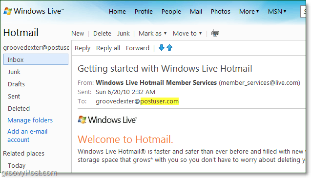 el. pašto adresą domene iš „Windows Live“