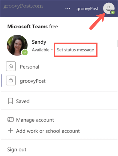 „Microsoft Teams“ nustatykite būsenos pranešimą