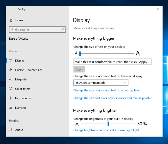 Atlikite „Everythign“ didesnius „Windows 10“ ekrano parametrus