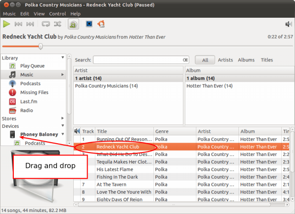 Dainų kopijavimas į / iš „iPhone“ Ubuntu