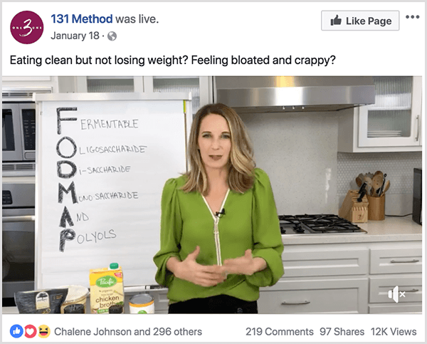 „131 Method“ „Facebook“ puslapis paskelbia vaizdo įrašą apie švarų valgymą.