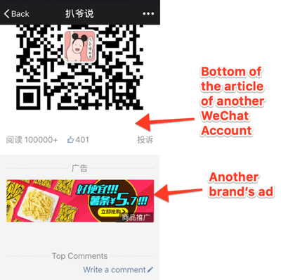 Naudokite „WeChat“ verslui, reklaminių antraščių pavyzdys.