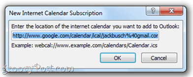 „Google“ kalendorius „Outlook 2010“
