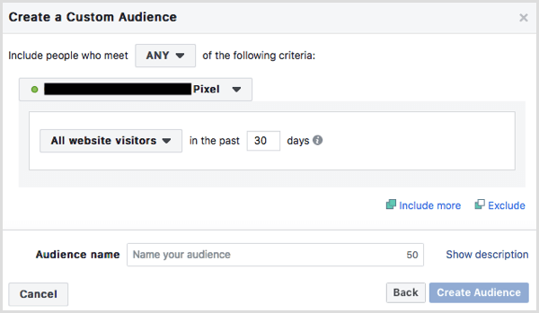 „Facebook“ sukurkite tinkintą svetainės auditoriją