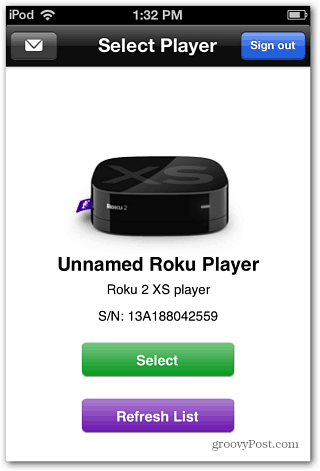 Pasirinkite „Roku Player“