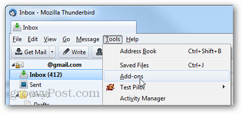 „thunderbird“ įrankiai> priedai