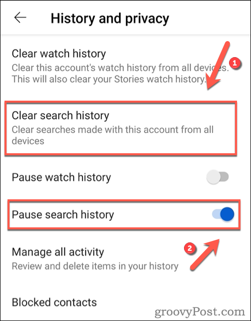 „YouTube“ paieškos istorijos išvalymas sistemoje „Android“