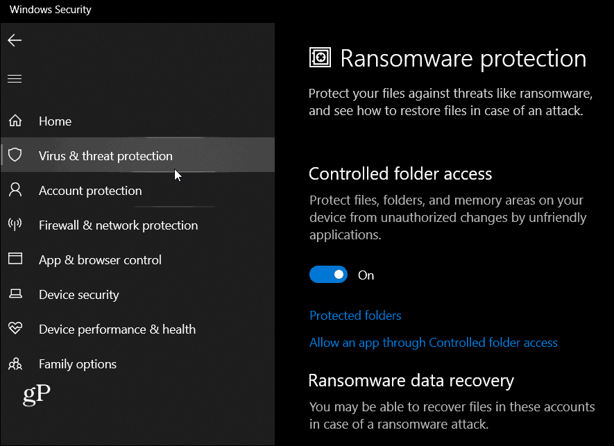 „Ransomware“ apsauga „Windows 10“