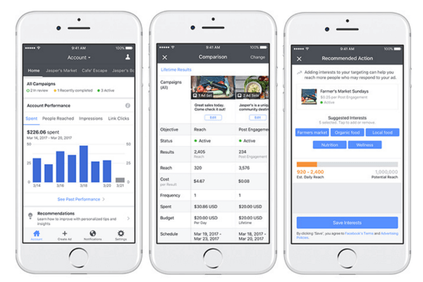 „Facebook“ pristatė naujus įrankius, optimizavimą ir išteklius, skirtus „Ads Manager“ mobiliesiems.