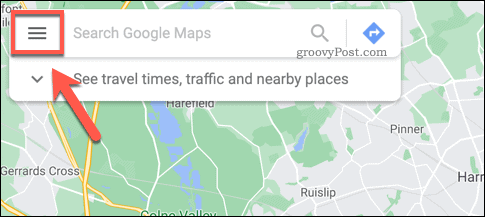 „Google Maps“ hamburgerio meniu piktograma