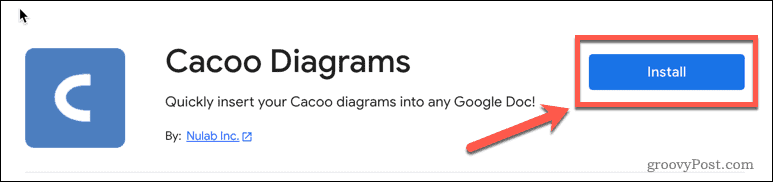 „Cacoo“ priedo įdiegimas „Google“ dokumentuose