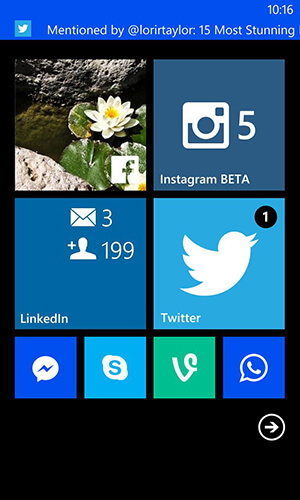 „Windows Phone“ pranešimų parinktys