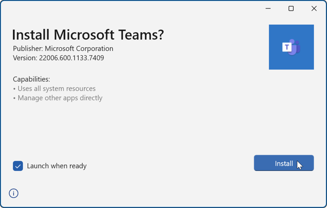 įdiegti „Microsoft“ komandos neįkeliamos