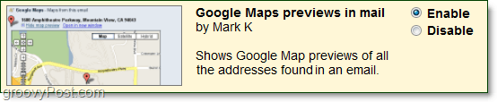 „Google Maps“ peržiūros apžvalga „Gmail“ laboratorijose