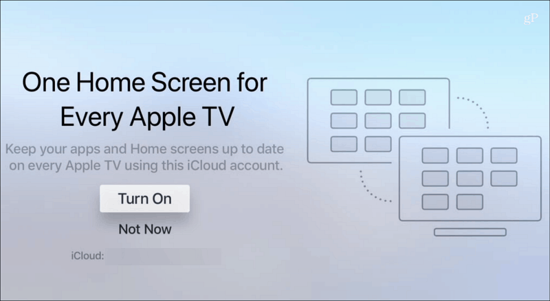 Vienas pagrindinis ekranas Kiekvienas „Apple TV“