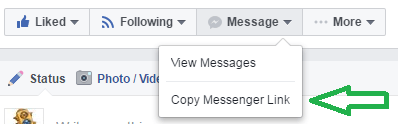 Suraskite savo „Facebook“ puslapio „Messenger“ nuorodą.