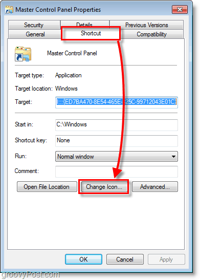 „Windows 7“ ekrano kopija - kaip pakeisti nuorodos piktogramą