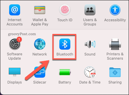 „Mac“ atidaromas „Bluetooth“ nustatymų meniu