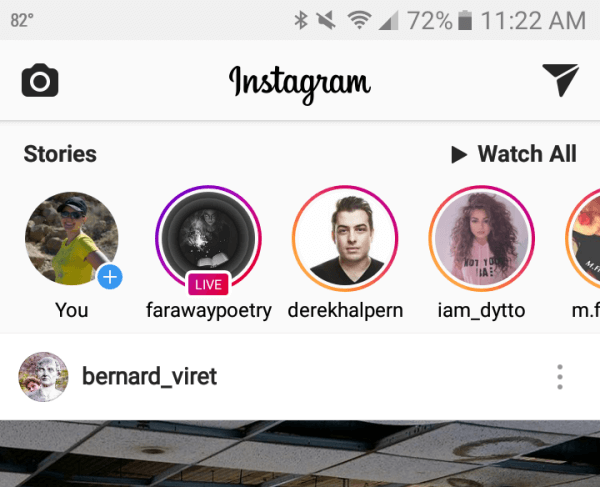 „Instagram“ istorijos rodomos jūsų naujojo kanalo viršuje.