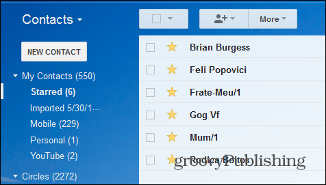 „Gmail“ žvaigždute pažymėti kontaktai pažymėti žvaigždute