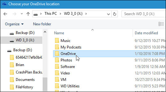 naujoje „OneDrive“ vietoje